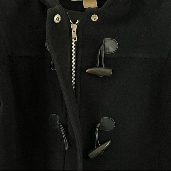 Michael Kors Black Wool Pea Coat Toggle Hood | Size 6 - Picture 3 of 11